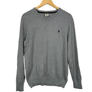 Timberland Mens Logo Embroidered Cotton Gray Sweater Size M